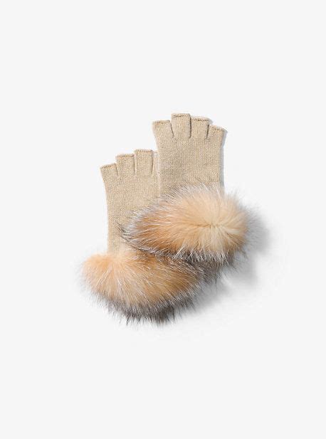 michael kors fur trimmed cashmere gloves|Fur.